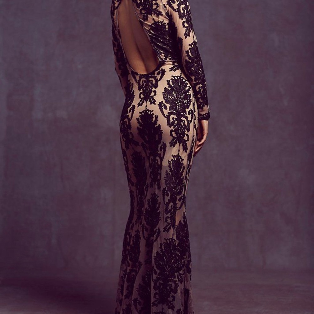 For Love & Lemons Nude & Black Lace Dress